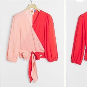 Farm Rio Anthropologie color block wrap shirt